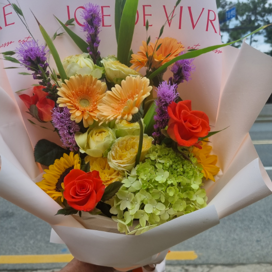 해바라기오렌지 꽃다발